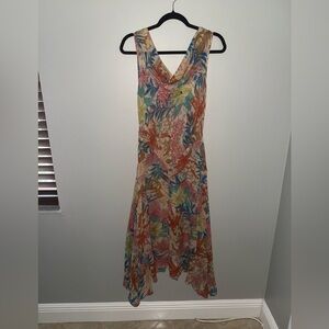 Vintage floral sheer maxi dress 1990s floral cowl neck size small 4